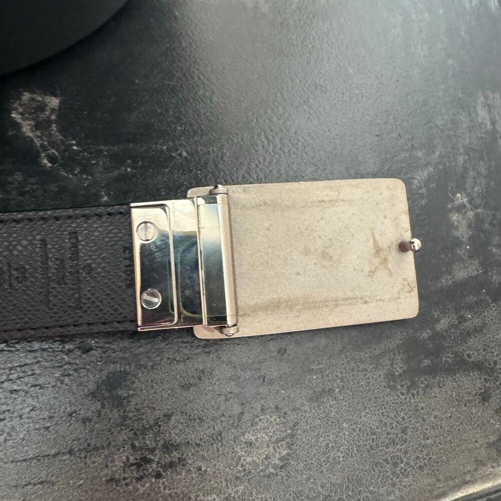 Louis‎ Vuitton Inventeur Graphite Black Mens Belt 95/38 Box Frame Buckle SHW - Picture 4 of 9